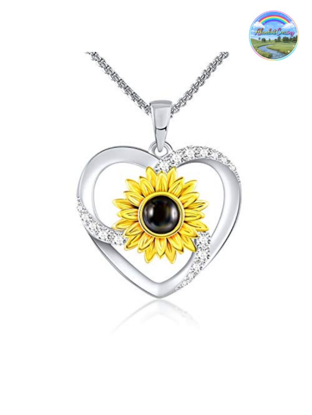 Heart Necklace 100 Languages I Love You Pendant Sunflower Jewelry Gift
